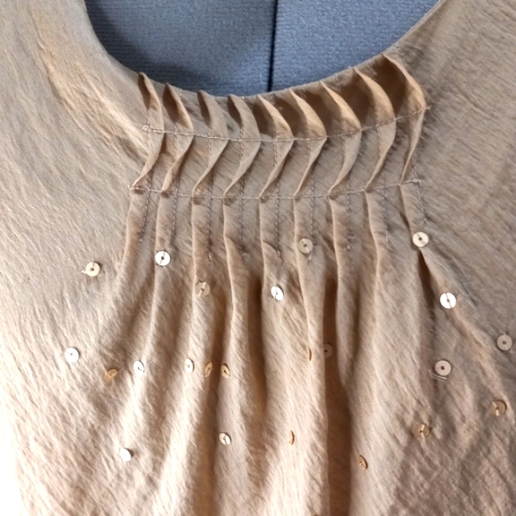Coldwater Sz 10/12, Beige Tunic w/ pleated Front & Sequins - Picture 3 of 7